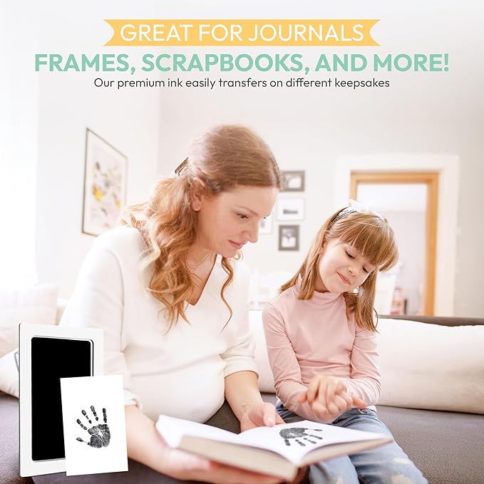 Clean Touch Ink Pad for Baby Handprints and Footprints – Inkless Infant Hand & Foot Stamp – Safe for Babies, Doesn’t Touch Skin – Perfect Family Memory or Gift – Black Print Kit by Tiny Gifts-CubbioJoy