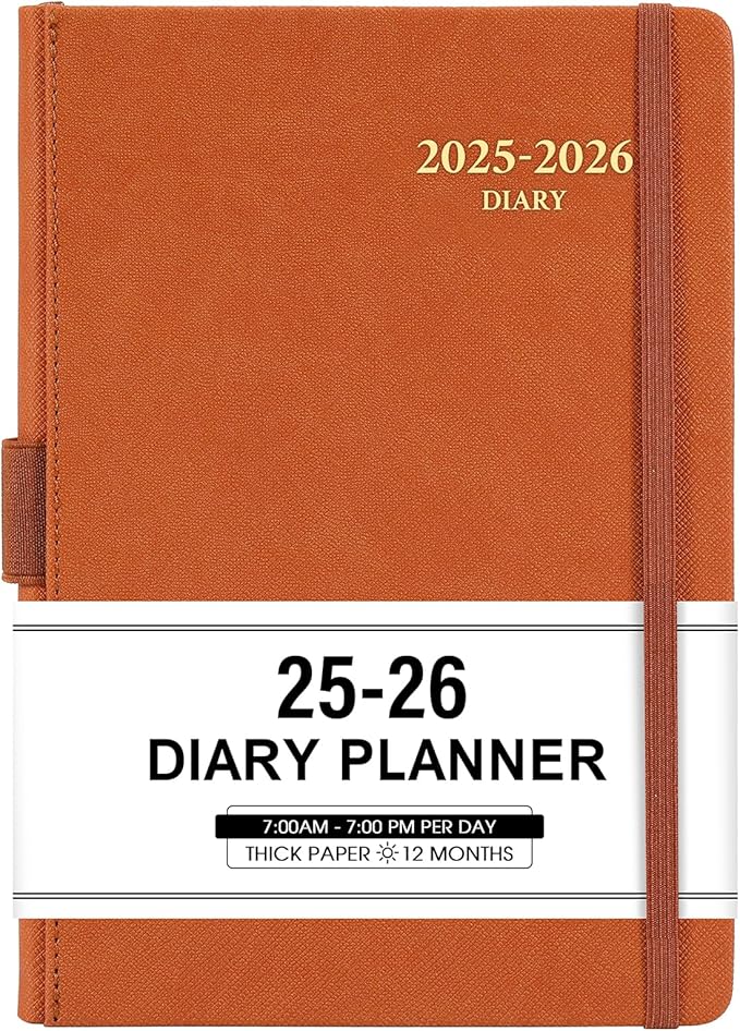 2025-2026 Appointment Book & Planner - Jul 2025 - Jun 2026, Daily Hourly Planner, 5.75" X 8.25", 60-Minute Interval, Faux Soft Leather Cover, Premium Paper, Academic Calendar with Pen Loop, Inner Pocket-CubbioJoy