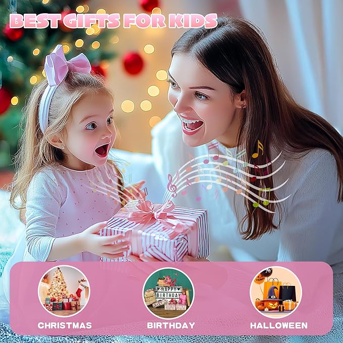 Karaoke Machine for Kids & Adults, Portable Bluetooth Mini Karaoke Speaker with 2 Wireless Microphone and Lights, Birthday Gifts for Girls & Boys, Toys for Girls, Family Home Party (Pink)-CubbioJoy