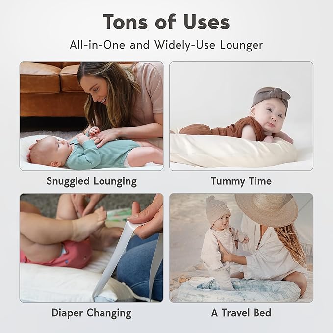 Infant Lounger, Baby Nest Cover for Baby Girls & Boys, Newborn Essentials for Baby 0-12 Months, 100% Cotton Breathable (Fields of Rye, Corduroy)-CubbioJoy