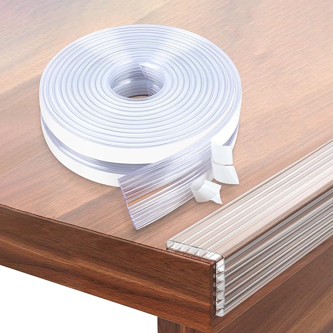 Baby Proofing 26.2ft Long (0.9" Wide),Clear Corner Protectors,Soft Edge Protectors Corner Guards Furniture Corner&Edge Safety Bumpers with Upgraded Strong Adhesive for Sharp Furniture & Table Edges-CubbioJoy