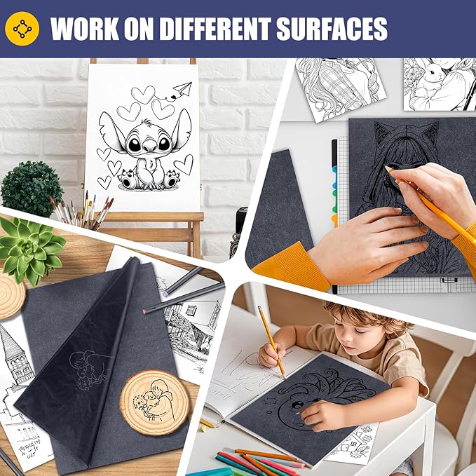 Carbon Paper for Tracing Transfer-Paper Pad, 30 Pcs Black Graphite Copy Paper for Tracing Drawing Patterns on Wood Projects Canvas Fabric Lettering Sketching Art Supplies, A4 8.3 X 11.8 Inch-CubbioJoy