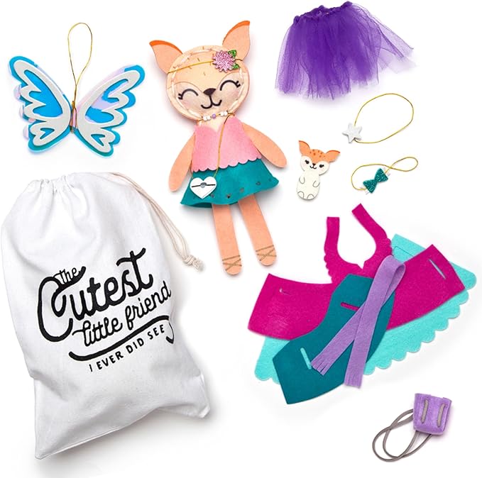 Craft-tastic – Make a Fox Friend Craft Kit – Learn to Make 1 Easy-to-Sew Stuffie with Clothes & Accessories-CubbioJoy