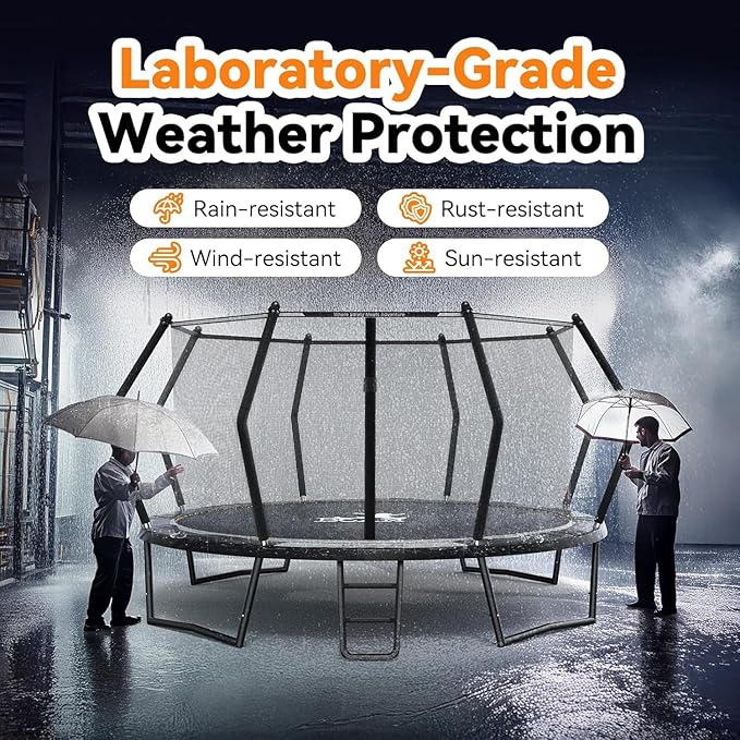 BCAN 8FT 10FT 12FT 14FT 15FT 16FT Recreational Trampoline with Enclosure for Kids Adults, ASTM Approved, Outdoor Trampolines with Ladder for Kids-CubbioJoy