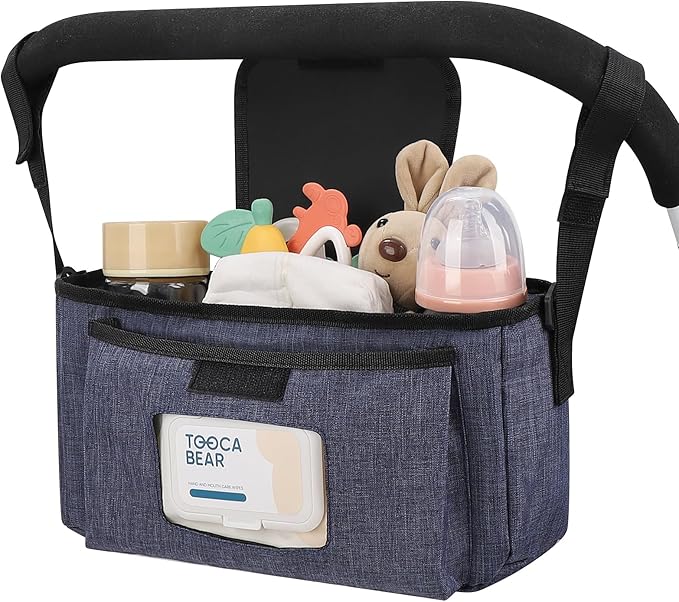 Accmor Universal Stroller Organizer with Insulated Cup Holder and Shoulder Strap, Stroller Bag Caddy Organizer Stroller Accessories for Uppababy, Baby Jogger, Nuna, Doona, Britax Strollers-CubbioJoy