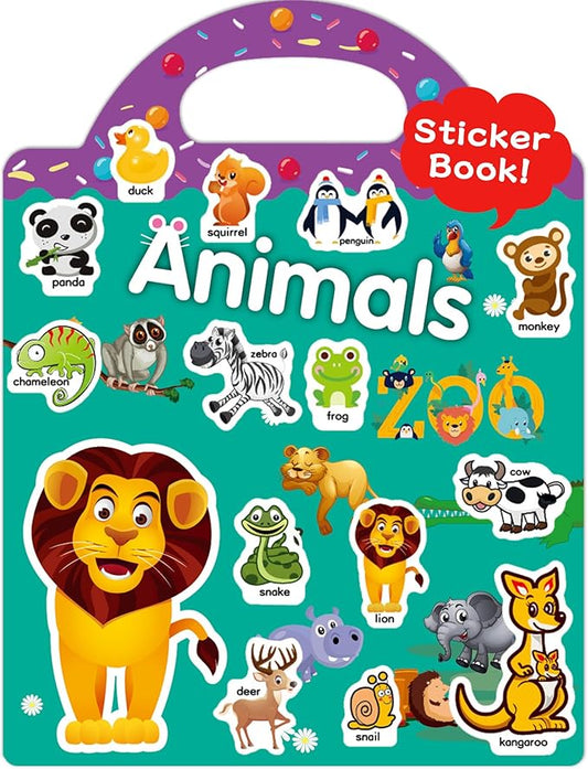 Benresive Reusable Sticker Book for Toddlers 2-4 Years, Fun Travel Stickers for Kids, Waterproof Sticker Books for Toddlers 1-3, Crafts Activities for Todddlers 1-3 2-4 3-5 - Animals Zoo-CubbioJoy