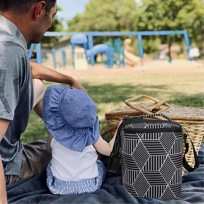 Breastmilk Cooler Bag with Ice Pack Fits 4 Baby Bottles Up to 9 Ounce Insulated Baby Bottle Bag Breast Milk Cooler on The Go with Strap Baby Bottle Cooler Bag for Nursing Mom Daycare or Travel-CubbioJoy