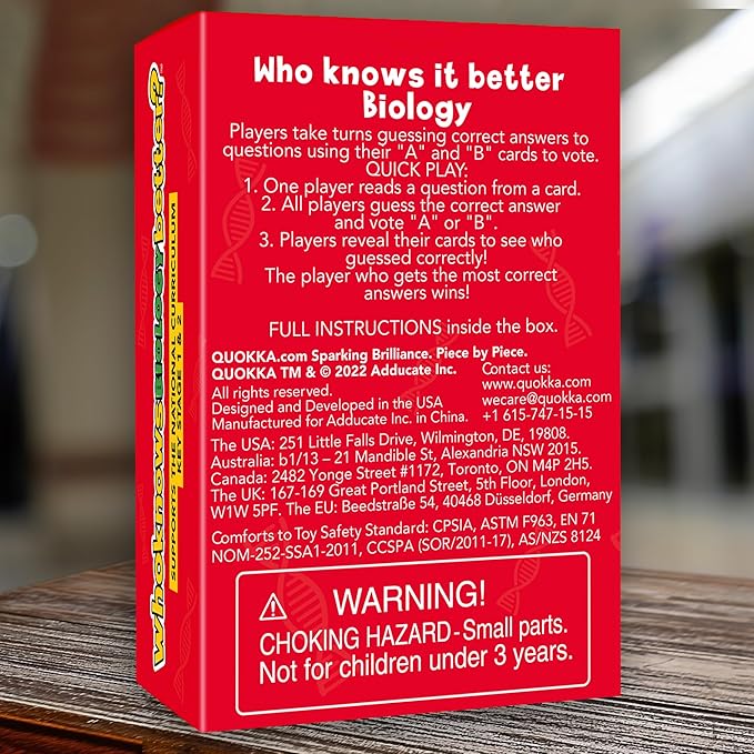 Board Games for Kids 8-12 and Family - Educational Trivia Card Game for Kids Age 8+ - Who Knows Biology Better? - 500+ Questions for Fun Learning and Family Game Night - Science Trivia for Children-CubbioJoy