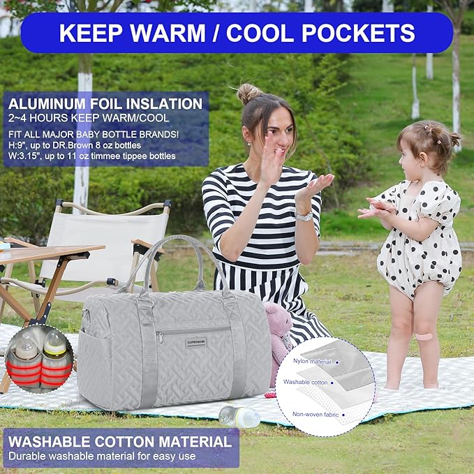 Diaper Bag Tote: Mommy Bag, Baby Bag for Boy and Girl, Mom Hospital Bag, Twins or 2 Kids Diapers Bag-CubbioJoy