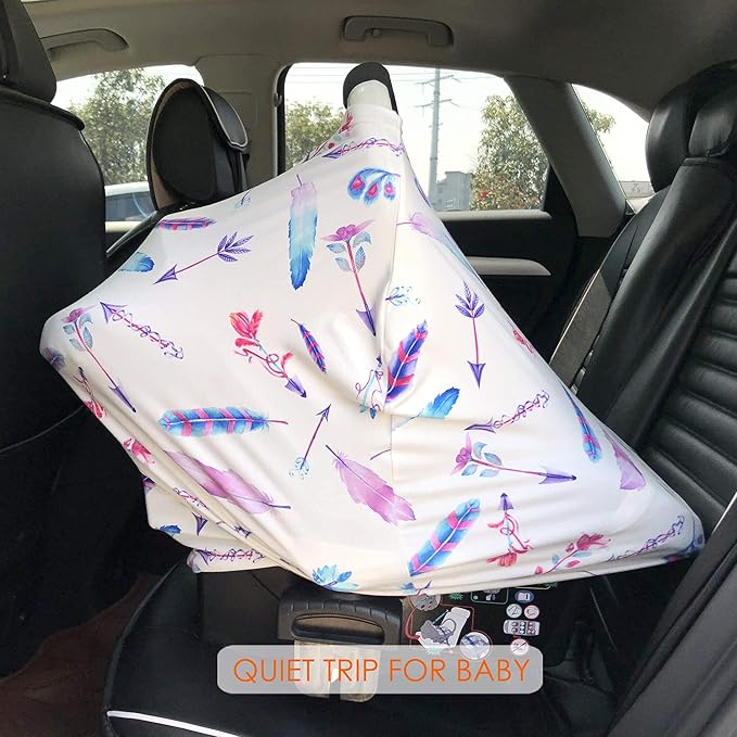 Car Seat Covers for Babies - Carseat Canopy, Multi-use Breastfeeding Covers, Girls and Boys Baby Shower Gifts-CubbioJoy