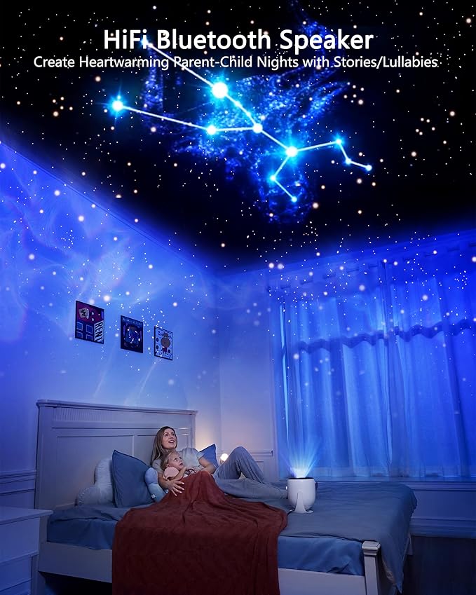3D Galaxy Projector, Star Projector with 65 Dynamic Scenes, HD Planetarium Projector Night Light with Bluetooth Speaker for Room, Gift for Kids Adults, Relaxing Ambiance-CubbioJoy