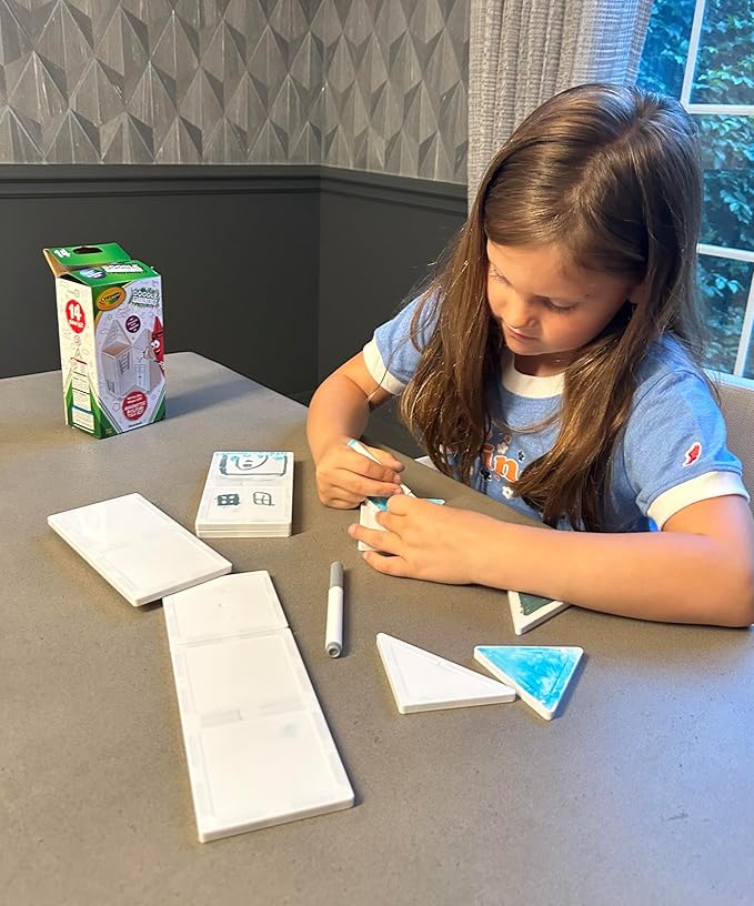 CreateOn Crayola Doodle Magnetic Tiles, Building Set for Kids, Magnetic Building Toys for Kids, STEM Travel Toys for Boys and Girls Ages 3+, 14-Piece Set (Doodle)-CubbioJoy