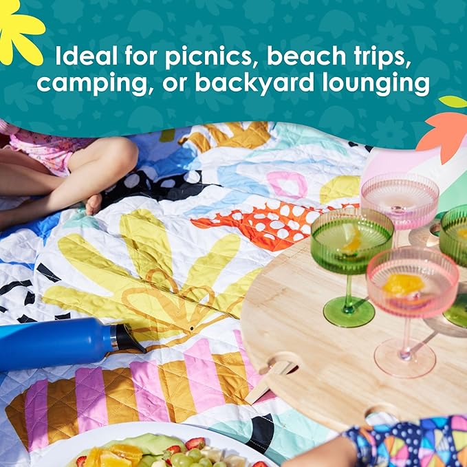 Jumbo Picnic Rug, Large Picnic Mat, 6'7" x 6'7", Outdoor Waterproof Picnic Blanket Beach Mat, Foldable & Waterproof, Picnic Blankets Ideal for Beach & Park, Outdoor Blanket, Pop Pip Pow-CubbioJoy
