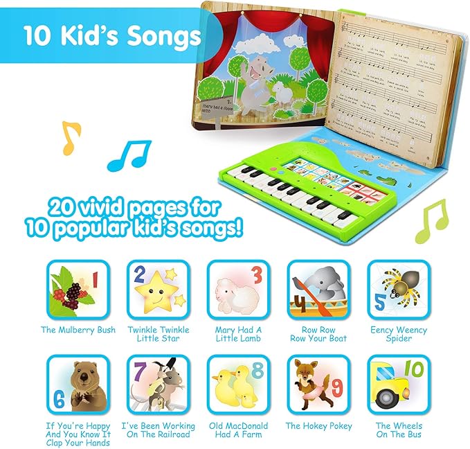 BEST LEARNING My First Piano Book - Educational Musical Toy for Toddlers Kids Ages 3-5 Years - Ideal 3, 4 Year Old Boy or Girl Birthday Present-CubbioJoy