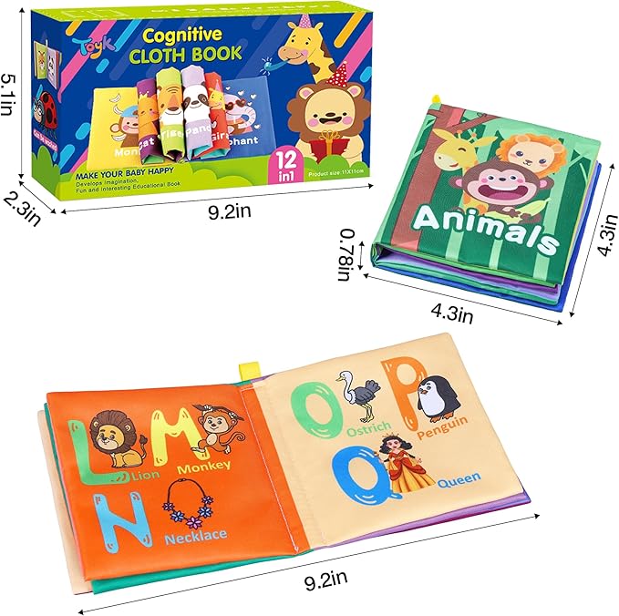 Baby Bath Books, Fabric Soft Baby Cloth Books, Early Education Toys, Waterproof Babies Book for Toddler, Newborn, Infants Perfect Shower Toys, Kids Bath Toys Toddler Gift (12PCS)-CubbioJoy