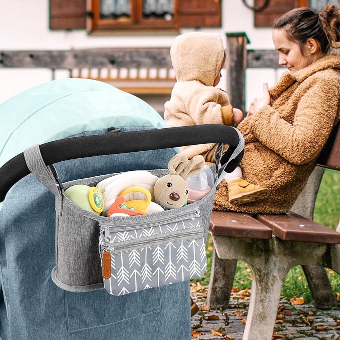 Accmor Universal Stroller Organizer with Detachable Phone Bag, Stroller Bag Caddy Organizer Stroller Accessories for Uppababy, Baby Jogger, Nuna, Doona, Britax Strollers-CubbioJoy