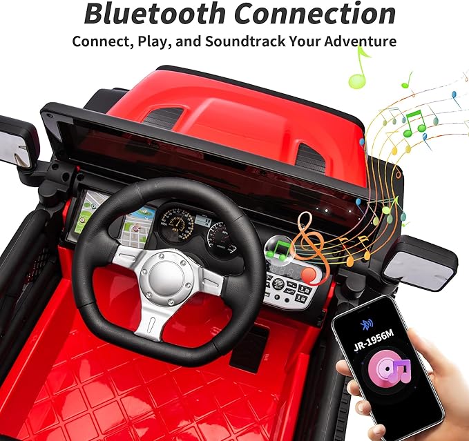 4WD Kids Ride on Car Truck, 12V 7Ah Kids Electric Vehicles Car Ride on Toy for Toddlers 3-5 with Remote Control - Red-CubbioJoy