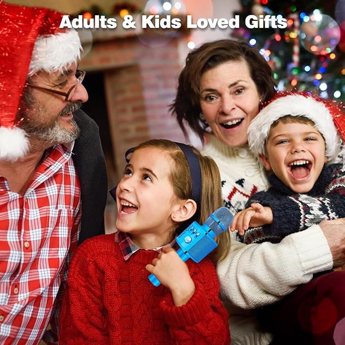 BONAOK Wireless Bluetooth Karaoke Microphone,3-in-1 Portable Handheld Karaoke Mic Speaker Machine Birthday Home Party for PC or All Smartphone (Q37 Blue)-CubbioJoy