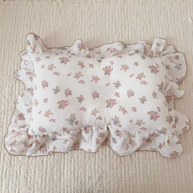 BuLuTu Tuberose Floral Themed Pillow Covers Standard Size for Kids Toddler/Twin Bed, Soft Breathable Children Pillowcases for Daycare & Travel, Enveloped, 20"x26", Machine Washable-CubbioJoy