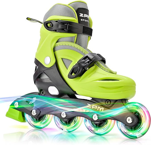 2PM SPORTS Inline Skates with Light Up Wheels, Roller Skates Blades for Boys Girls Kids Ages 5-8 8-12 4-6 6-12, Size Adjustable Beginner Blades Roller Skates-CubbioJoy