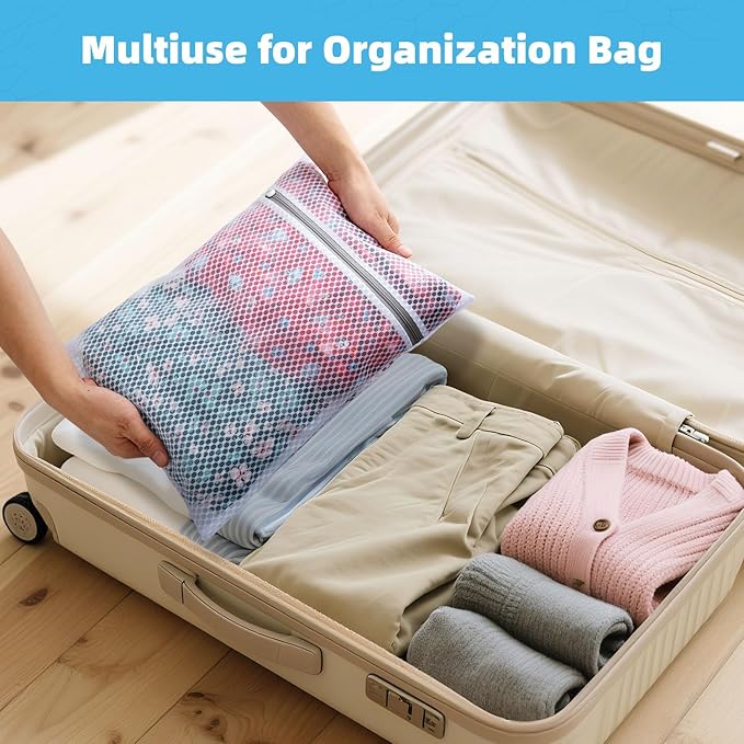 6-Pack Honeycomb Mesh Laundry Bags for Delicates - 12x16 Inches Medium Washing Bags for Bras, Lingerie, Socks, Baby Clothes - Gentle Wash Protection with Zipper Closure (6 Medium)-CubbioJoy