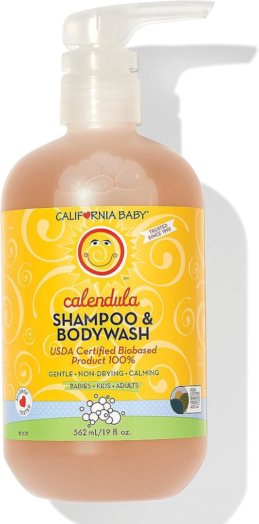California Baby Calendula Shampoo and Body Wash | 100% Plant-Based (USDA Certified) | Allergy Friendly | Soothing Baby Soap and Toddler Shampoo for Dry, Sensitive Skin | 562 mL / 19 fl. oz.-CubbioJoy