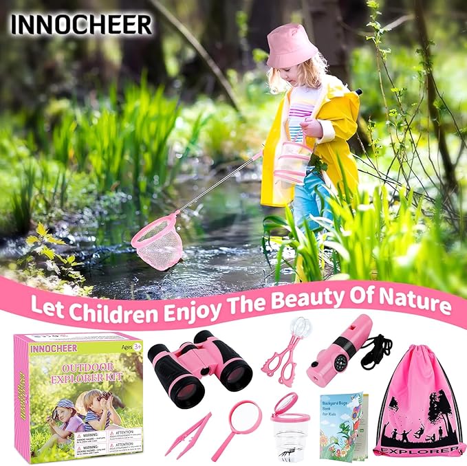 INNOCHEER Toys for Girls Explorer Kit, Bug Catcher Kit for Kids, Birthday Gifts, Summer Toys for 3 4 5 6 7 8+ Year Old Girls, 3 4 5 6 7 8+ Year Old Girl Birthday Gift Kids Outdoor Toys-CubbioJoy