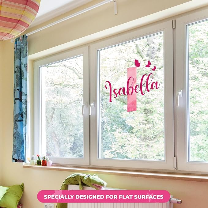 Custom Stickers Name Wall Decor I Personalized Name Sign for Room Decor | Multiple Custom Name & Initial I Decal for Baby Girl Nursery Decor I Nursery Wall Decal for Baby (C. Pink Sky)-CubbioJoy