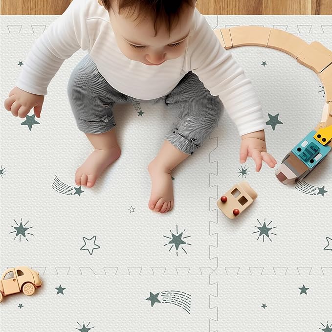 Baby Foam Play Mat, PIGLOG 72”x48” Floor Mats for Kids, Baby Crawling Mat with Interlocking Floor Tiles, Toddler Playmats for Indoor and Outdoor, Easy to Clean Playroom Foam Mats, Pentagram-CubbioJoy