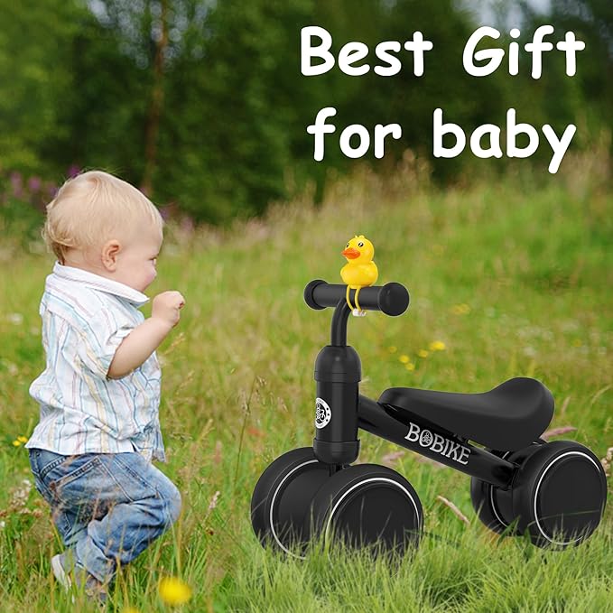 Baby Balance Bike Toys for 12-36 Months Kids Toy Boy and Girls Gifts Toddler Best First Birthday Gift Children Walker No Pedal Infant 4 Wheels Bicycle (Classic, Black)-CubbioJoy