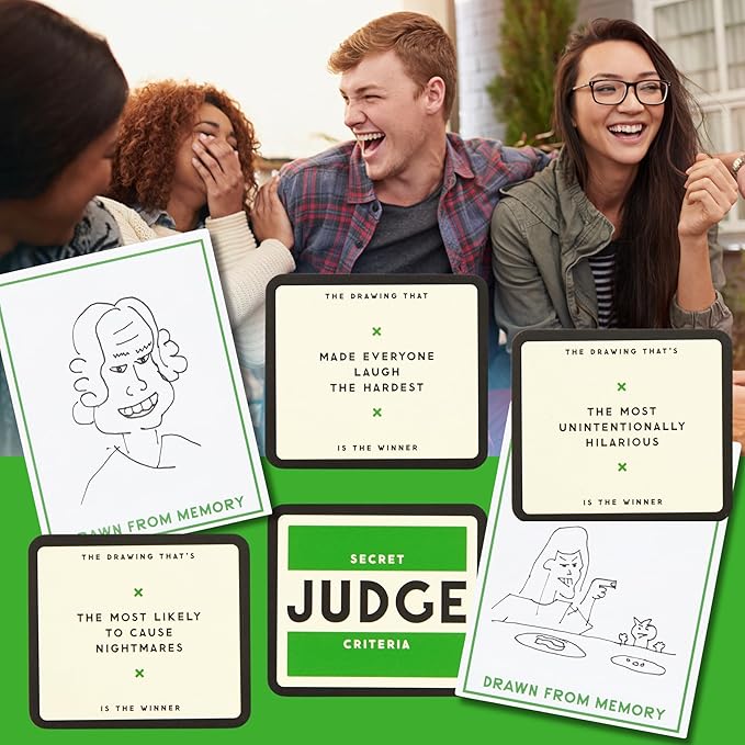 Brass Monkey Drawing from Memory - Social Party Game with 300+ Game Card Prompts for Drawing from Memory-CubbioJoy