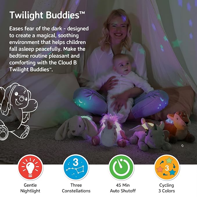 Cloud B Twilight Buddies Dragon Plush Night Light | Star and Constellation Projector in 3 Colours | Auto Shut-Off | from Birth-CubbioJoy