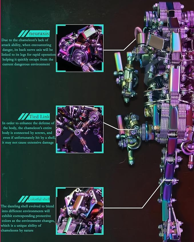 Adult 3D Metal Puzzle, Chameleon Metal Model Set, 3D Metal Adult Puzzle Chameleon Building Blocks, DIY Mechanical Model Set- High-end Gifts for Men-CubbioJoy