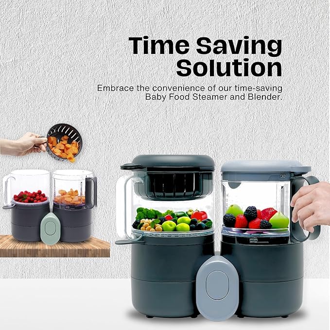Baby Food Maker Steamer and Blender - Multifunction Baby Food Processor and Steamer w/Blender, Defrosting & Reheating - Use as Puree Maker and Grinder Machine for Feeding Set Essentials (2 Liters)-CubbioJoy