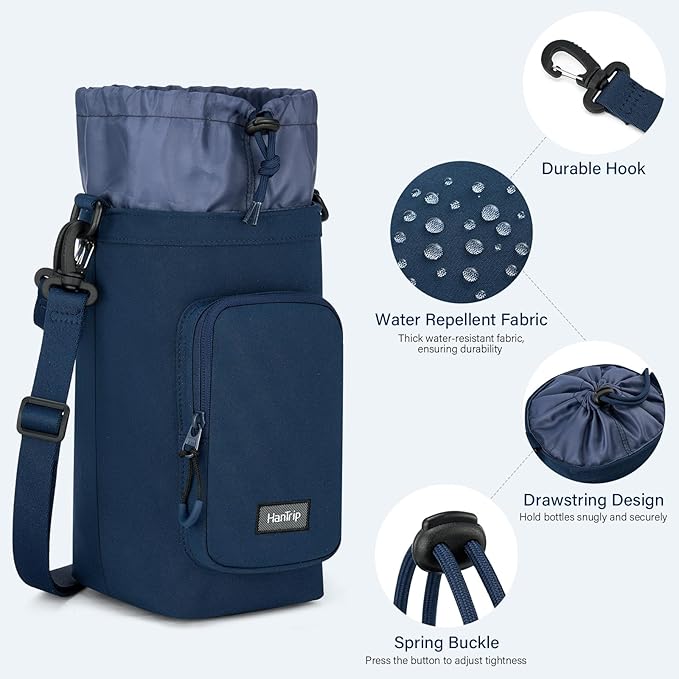 Insulated Water Bottle Carrier Bag with Strap Phone Pocket for 25/32/40/64 oz Tumbler Cup, Water Bottle Holder-CubbioJoy