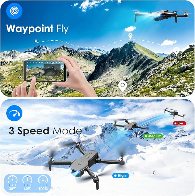 Drone with Camera, 1080P FPV Foldable Drone with Brushless Motor, One Key Take Off/Land, Altitude Hold, 360° Flip, Gravity Control, 2 Batteries, 3 Speeds Mini Drone for Kids Beginners-CubbioJoy