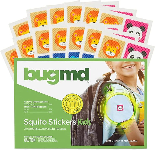 BugMD Squito Stickers Mosquito Repellent Patch Stickers for Kids (78 Stickers), Safe & Effective Insect Repellent Patches for Toddlers, Kids, Camping, Beach & Outdoor Essentials-CubbioJoy