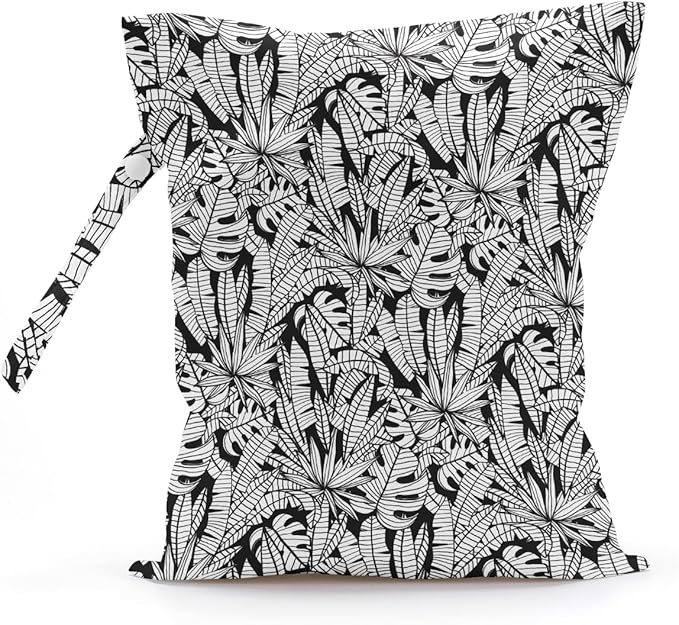 Wet Bag, Wet Dry Bag, Wet Bag for Swimsuit, Travel, Beach, Pool, Diapers, Dirty Yoga Gym Clothes, Makeup Bag, Waterproof Tropical Palm Leaves Decor Jungle Palm Leaf Favors-CubbioJoy