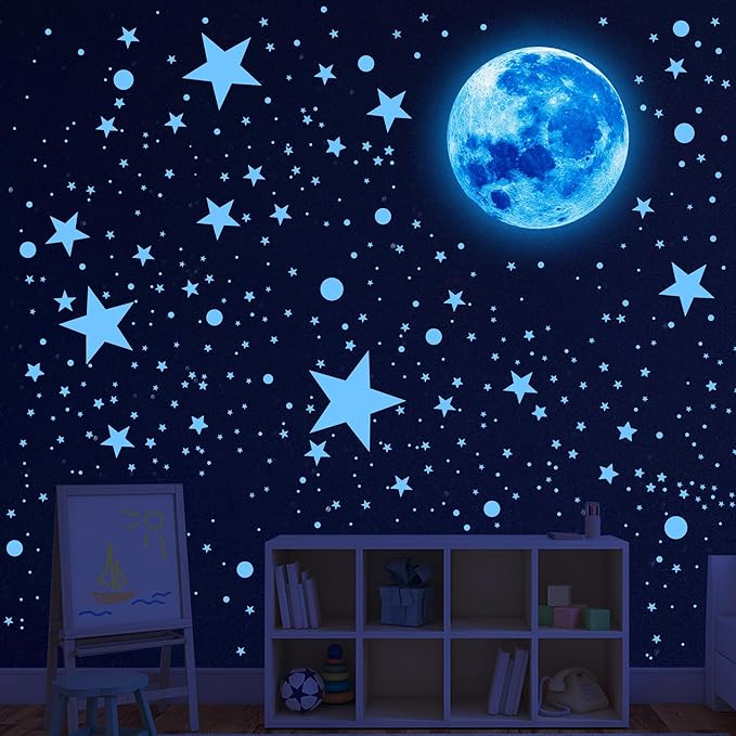 492Pcs Glow in The Dark Stars for Ceiling Moon and Space Wall Decals Glowing Galaxy Universe Planet Wall Stickers Kids Boys Bedroom Living Room Decor-CubbioJoy