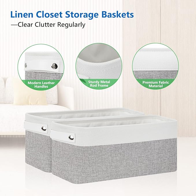 Bidtakay Small Bins for Organization Fabric Baskets for Toilet Paper Storage [4-Pack] Collapsible Narrow Baskets for Towels Socks Organizer Decorative Bins for Nursery Closet Cabinet -15x6x5.5In-CubbioJoy