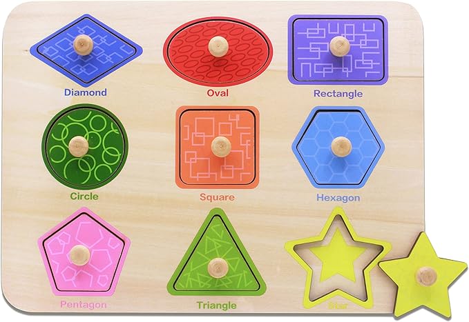 Aile Toddler Wooden Preschool Learning Shape Peg Puzzle Board Toys-CubbioJoy