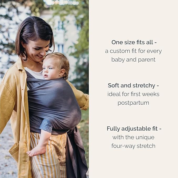 Boba Baby Wrap Carrier – Original Baby Sling Carrier for Newborns (7–35 lbs), Soft, Secure, Hands-Free & Ergonomic, Ideal for Comfortable Bonding, New Parents (Organic Dark Grey)-CubbioJoy