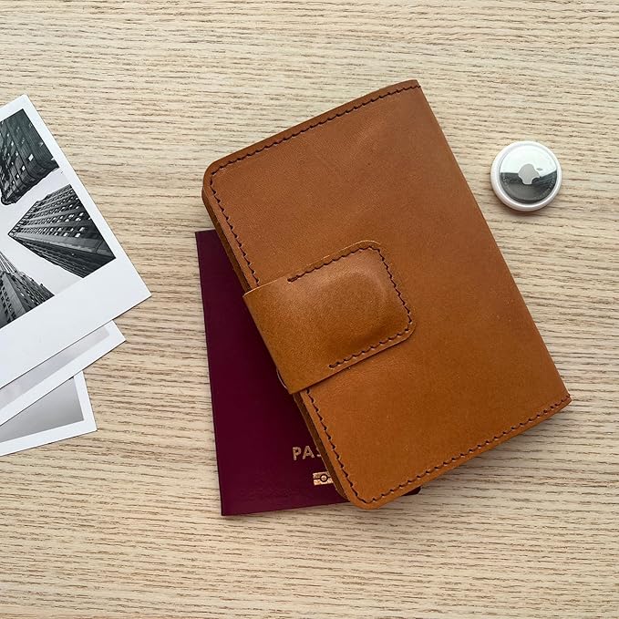 CITYSHEEP Passport Wallet With Airtag Slot - Family Holder for 4 Passports. Tan Color-CubbioJoy