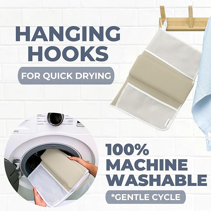 Comfortable Baby Bath Kneeler and Elbow Rest Pad Set – Thick Memory Foam Bath Kneeling Pad with Elbow Support – Baby Bathtub Cushion with Toy Organizer for Bathing Infant or Toddler - Beige-CubbioJoy