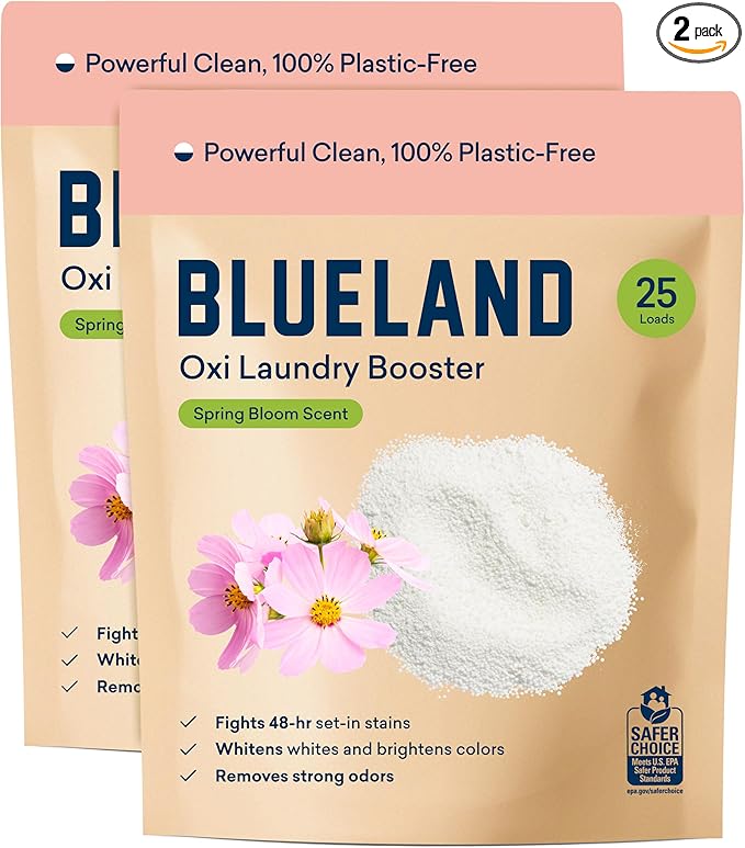 BLUELAND Oxi Laundry Booster Powder Refill 2-Pack, Clear Skies Scent, 50 Loads, 35.2 oz, Plastic-Free, Eco Friendly, Oxy Cleaner, Stain Remover-CubbioJoy