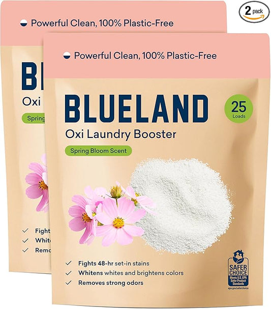 BLUELAND Oxi Laundry Booster Powder Refill 2-Pack, Clear Skies Scent, 50 Loads, 35.2 oz, Plastic-Free, Eco Friendly, Oxy Cleaner, Stain Remover-CubbioJoy