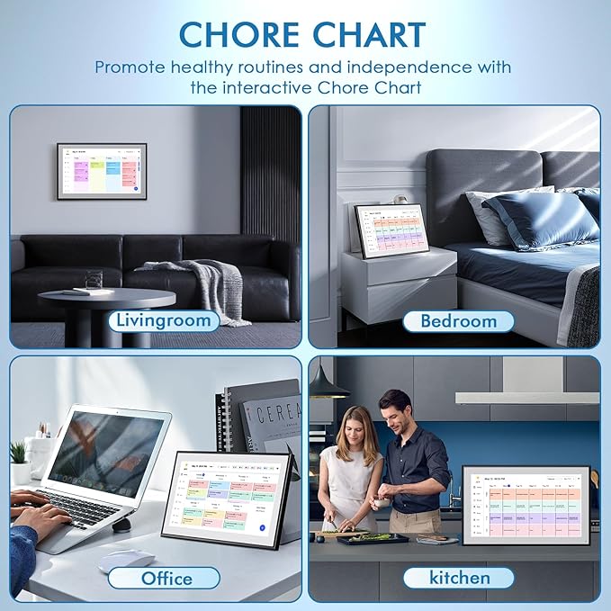 Calendar Digital 15.6 Inch Electronic Calendar&Chore Chart, 1920 * 1080P IPS Touchscreen Wall Smart Weekly and Monthly Planner for Family Black Gift for Mother mom Women-CubbioJoy