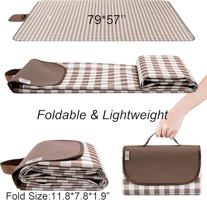 Beach Blanket Extra Large Picnic Blanket Sand Free Waterproof Outdoor Indoor Blanket Lightweight Easy Fold Handy Mat Portable Beach Mat for Camping Hiking Travel Park Grass-CubbioJoy