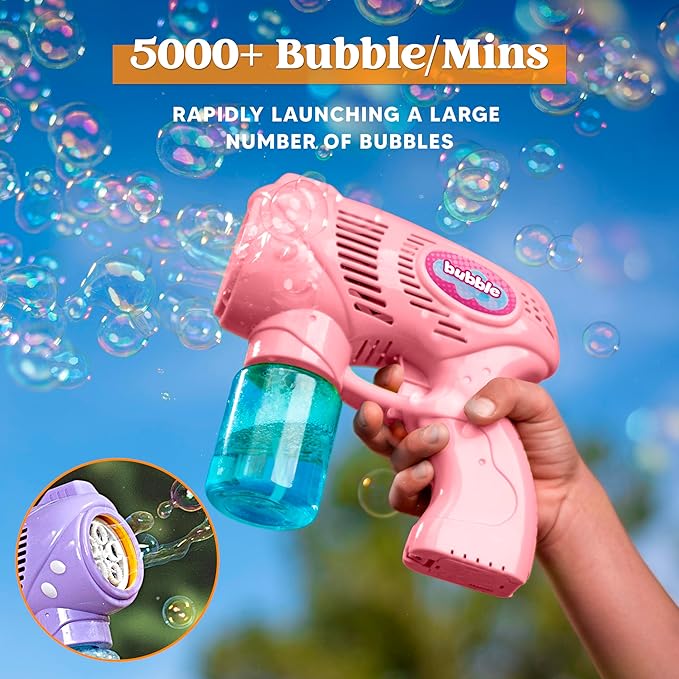 JOYIN 2 Bubble Guns with 2 Bottles Refill Solution, Bubble Machine Gun for Kids, Toddlers, Party Favors, Summer, Outdoors Activity, Wedding, Easter, Birthday Gift-CubbioJoy