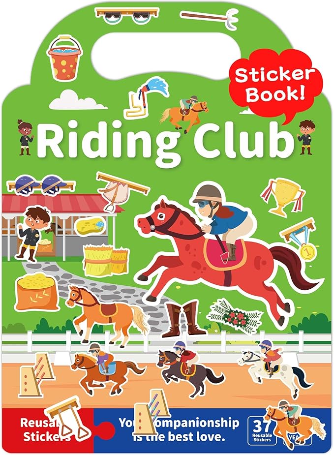 Benresive Reusable Sticker Book for Toddlers 2-4 Years, Fun Travel Stickers for Kids, Waterproof Sticker Books for Toddlers 1-3, Crafts Activities for Todddlers 1-3 2-4 3-5 - Riding-CubbioJoy